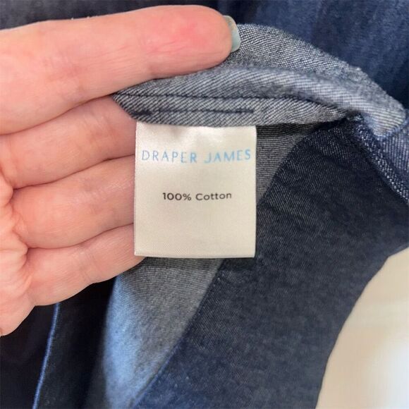 Draper James Women's Blue Chambray Ruffle Shift Dress Size 2 - Picture 5 of 6